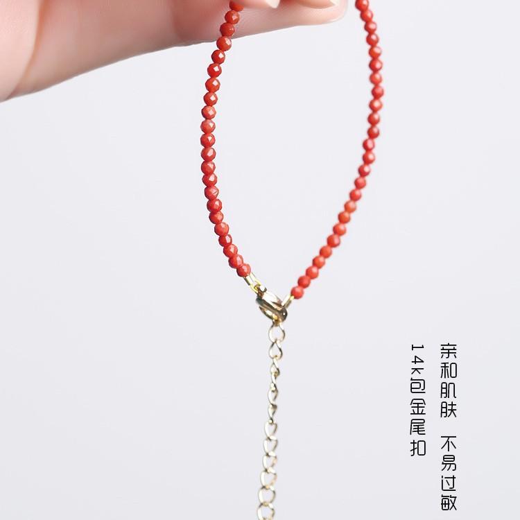Bracciale Nan Hong da donna, braccialetto sfaccettato per coppie, braccialetto in cristallo rosso naturale color cachi, braccialetto Nan Hong fine di Baoshan