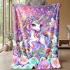 Rainbow Unicorn Fantasy Theme blanket Lightweight Warm Flannel Blanket Decorative Throw Blanket for Home Decoration
