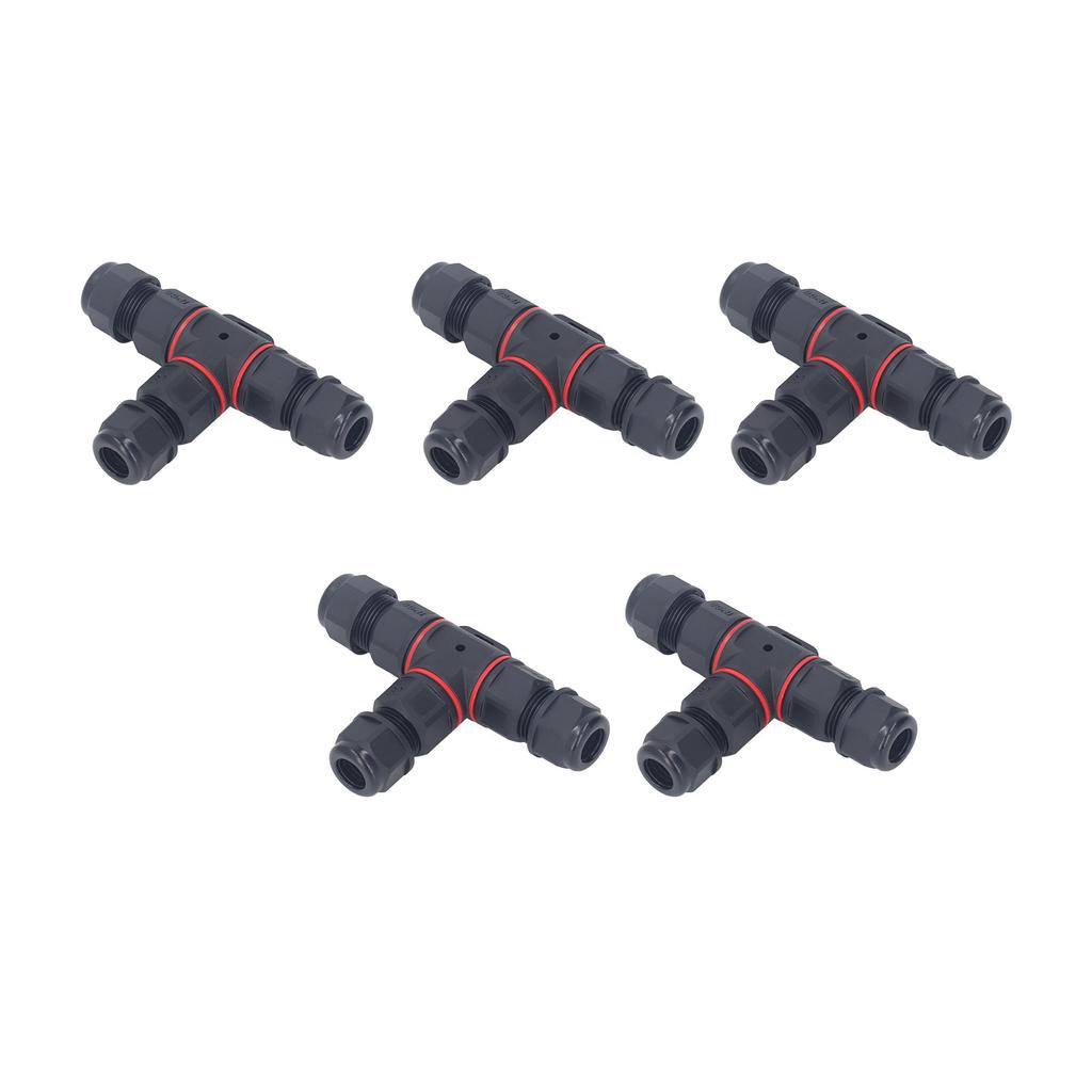 5Pcs T Type Aviation Connector 3 Pin Butt Joint IP68 Waterproof Plug Socket 16A AC250V