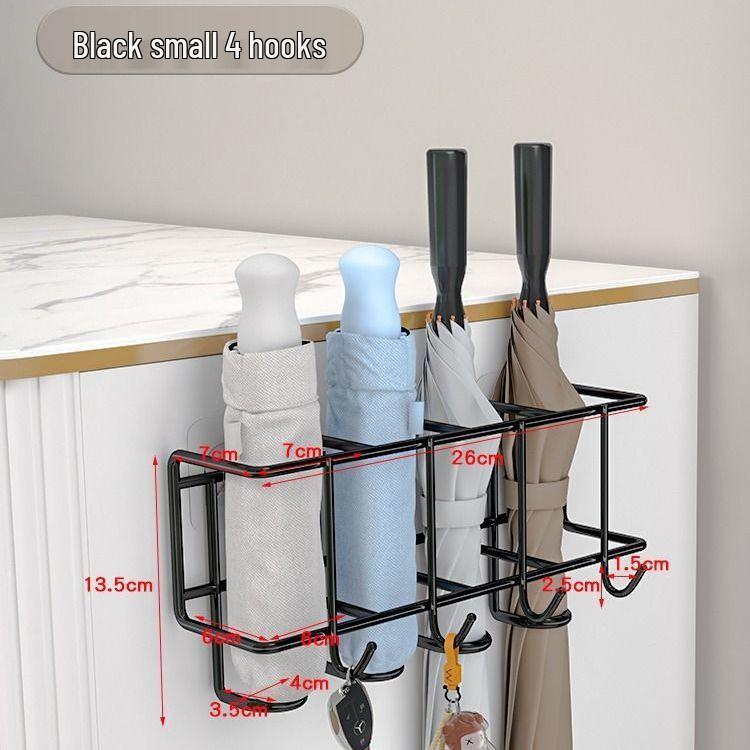 Wall-Mounted Umbrella Rack with Hooks for Entrance Doorway