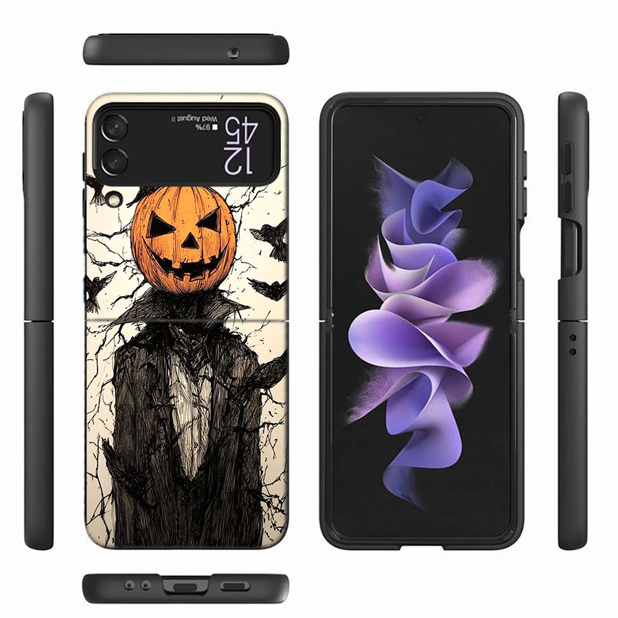 Halloween Pumpkin Man is Here Phone Case For Samsung Z Flip 6 7 5G Z Flip 5 Galaxy Z Flip 3 4 5G ZFlip Shockproof Hard Cover TPU