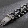 Men's Leather Bracelet Gothic 30MM Width Chain Bracelet With Belt Buckle Hip Hop Stainless Steel Wristband Adjustable Wrap Cuff Bangle