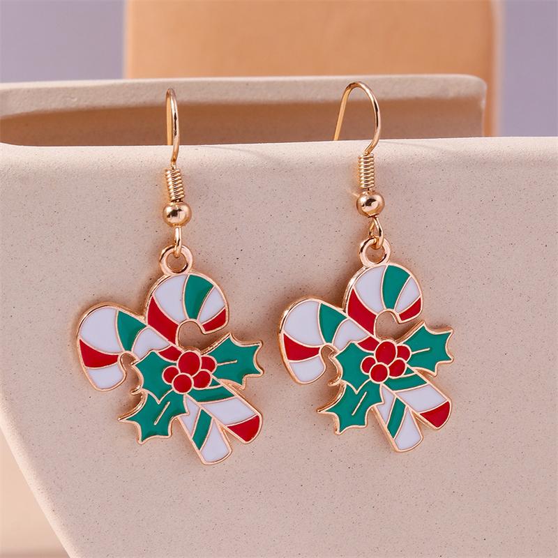 Fashion Merry Christmas Wreath Circle Hoop Earrings for Women Girls New  Party Festival Jewelry Gifts