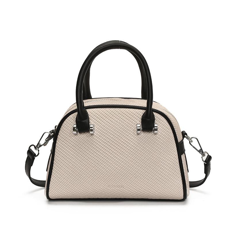 Spring Fashion Contrasting Color Portable Bowling Bag Women's New Spring and Summer Shoulder Messenger Bag Small Square Bag