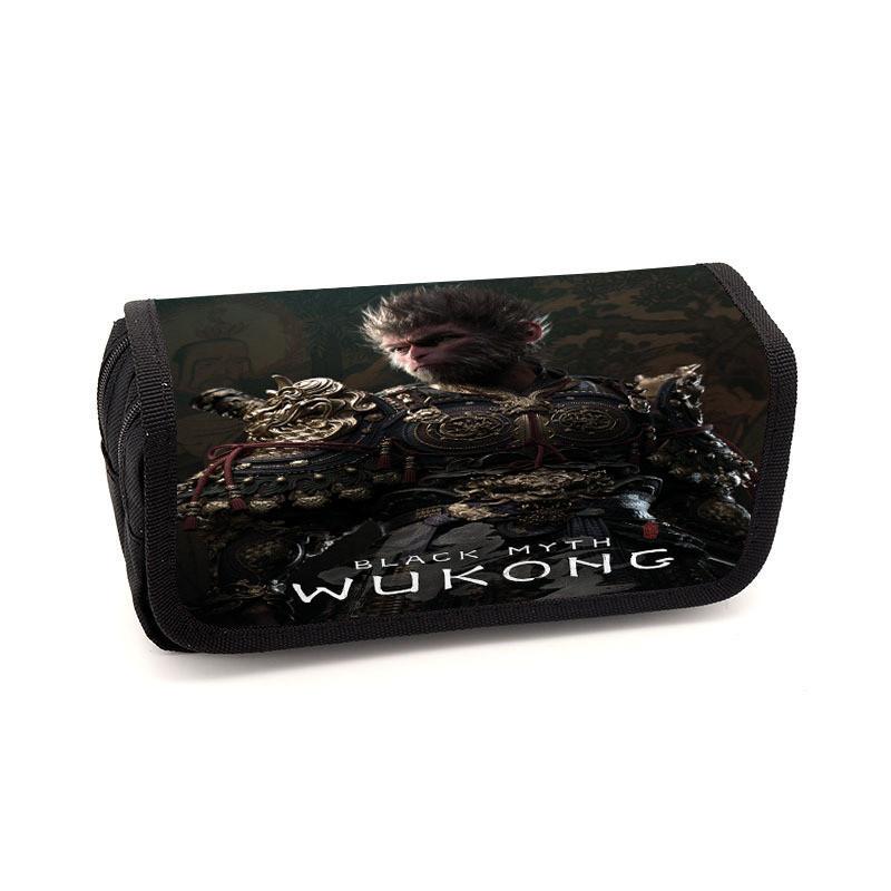 Spacious Black Myth Wu Kong Double Layer Student Storage Bag Oxford Material Design