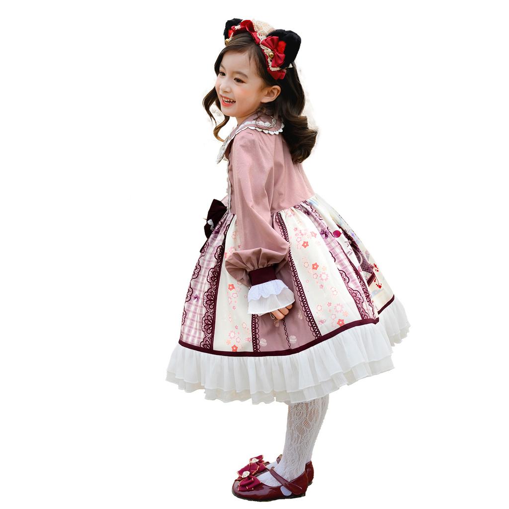 Children's Lolita Children's Long-sleeved Princess Dress Spring and Summer Full Dress Lolita Girls' Performance Dress