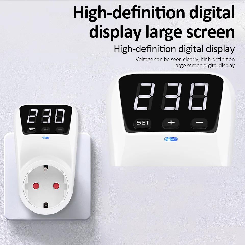 Adjustable Voltage Protector Socket with 16A/15A Rating - AC 230V/110V Surge Protection for Refrigerator and Home Appliances