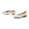 [Cowhide] Simple Chinese style single shoe with hollowed out thick heel, comfortable casual women's leather shoes, elegant wedding shoes