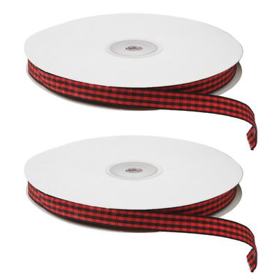 100yd Red Black Plaid Ribbon Lattice Design Smoother Texture Plaid Ribbon Wired for Gift Wrapping