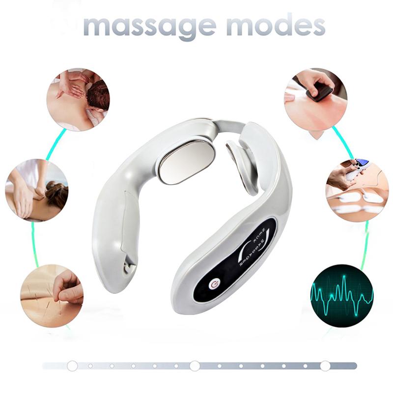 Intelligent Neck Massager Portable Gray Dry Battery Powered for Relaxation and Pain Relief