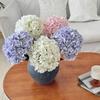 Kunstig Hortensia Blomst Realistisk Full Blomst Falsk Hortensia med Stengler Faux Silke Blomsterarrangement for Hjem Bryllup Fest Babyshower Bord