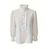 Women Elegant Ruffled Long Sleeve Blouse Plus Size