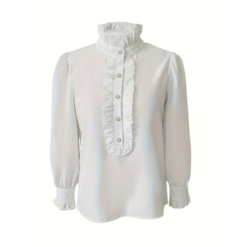 Women Elegant Ruffled Long Sleeve Blouse Plus Size