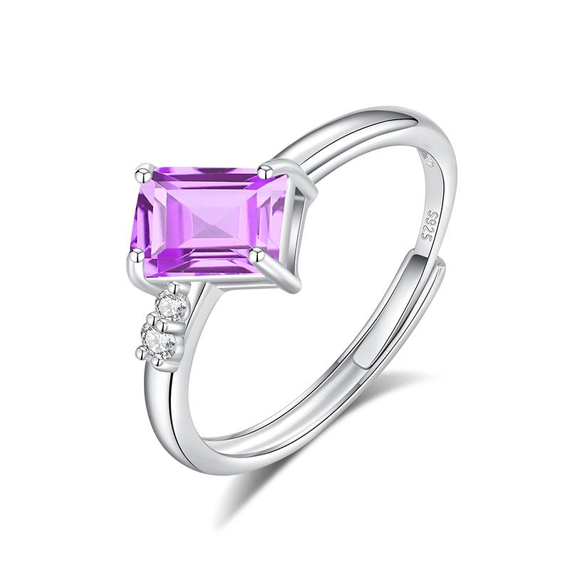 925 Sterling Silver Bowknot Crystal Ring, Adjustable Open Band with Natural Gemstone, Elegant Luxury Women's Jewelry, Perfect Gift