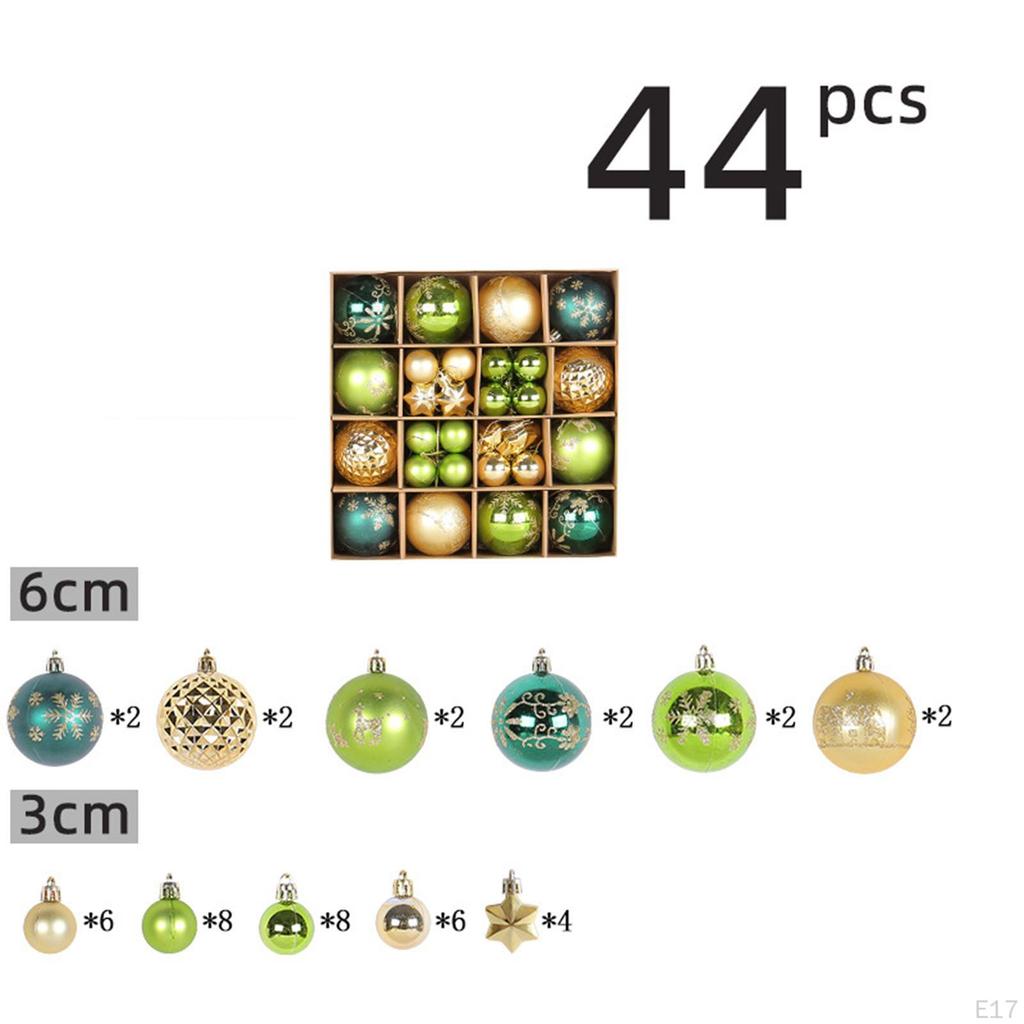 44 Count Christmas Baubles Ornaments for Tree Decoration Set Seasonal Celebrations
