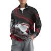 Men's Loose Casual 1/4 Zip Sweatshirt Fashion Printed Long Sleeve Top With Pockets