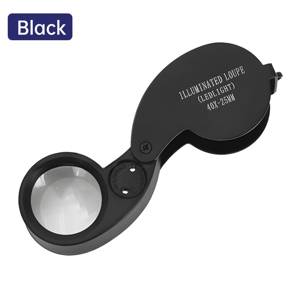 40X-25mm LED Illuminated Jewelers Loupe Magnifier With Light Diamond Eye Magnifying Glass Tool For Jewelry Antiques Coins Stamps