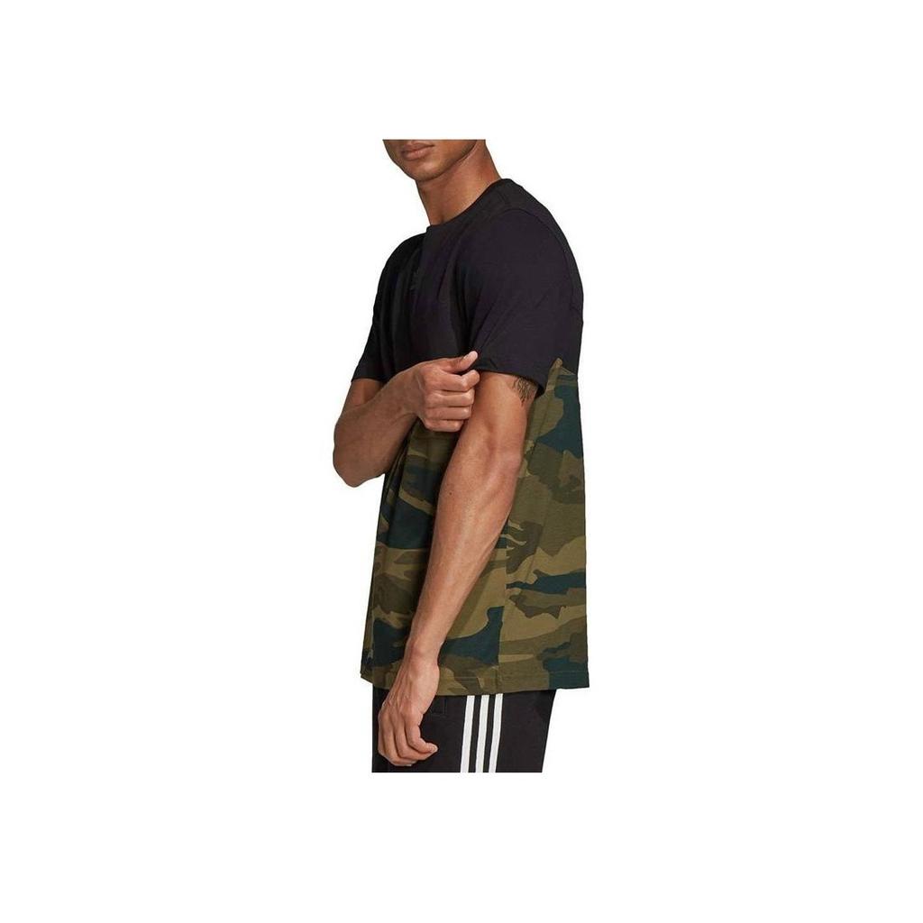 Adidas Originals Camo Block Kortermet Sports Rundhals T-skjorte Herre Topper Svart Flerfarget FM3356