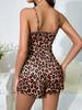European and American milk silk women's sexy leopard print print suspender shorts split breathable women's clothes