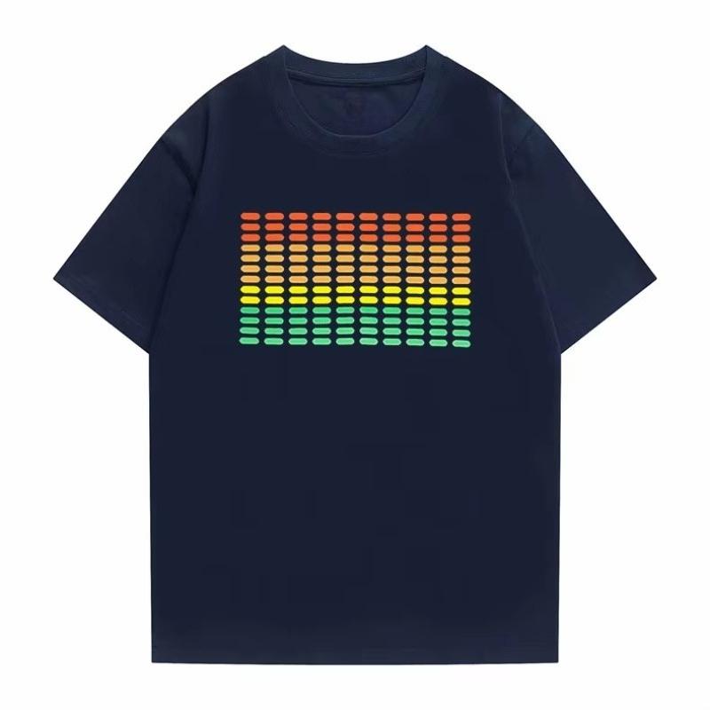 Popular Sound Active Equalizer El T-shirt Equalizer Light Up Down Led Tshirt Flashing Music Activated Led T Shirts Men Women Tee