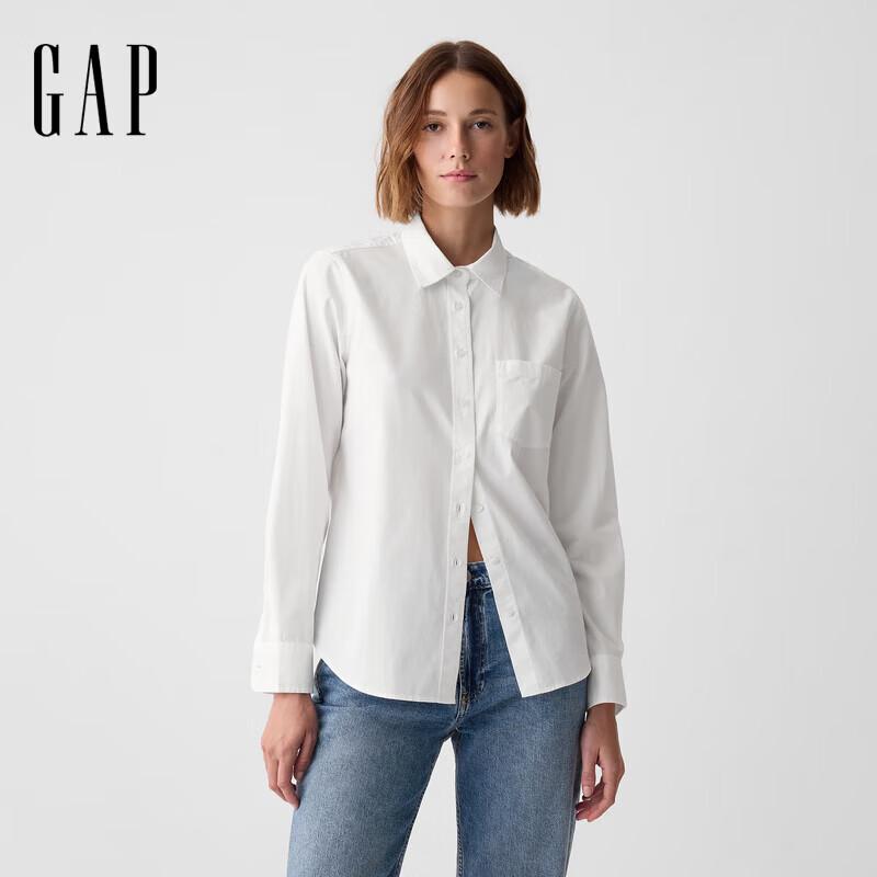 GAP Women s 2026 Spring Pure Cotton Loose Lapel Long Sleeve Shirt XS