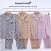 Guifei Autumn/Winter Women's Two-Piece Pajama Set: Turn-Down Collar, Long Sleeve, Long Pants, Casual Comfort