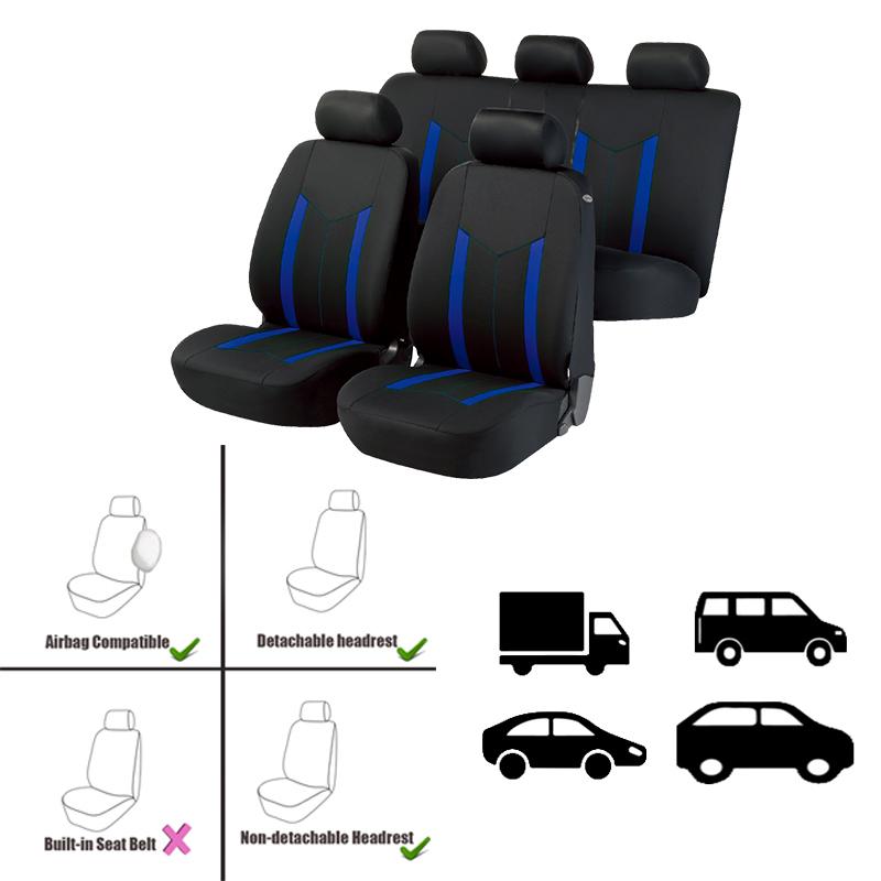 AUTO PLUS Sporty Car Seat Covers Polyester Fabric Full Set Universal Size Seat Covers Fit For SUV Truck Van Accessories Interior