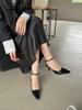 Fashion Pointed Toe Women Sandals Black Silver White Summer Dress Shoes Thin High Heels Ankle Strap Party Pumps Wedding Sexy Pumps 35-39