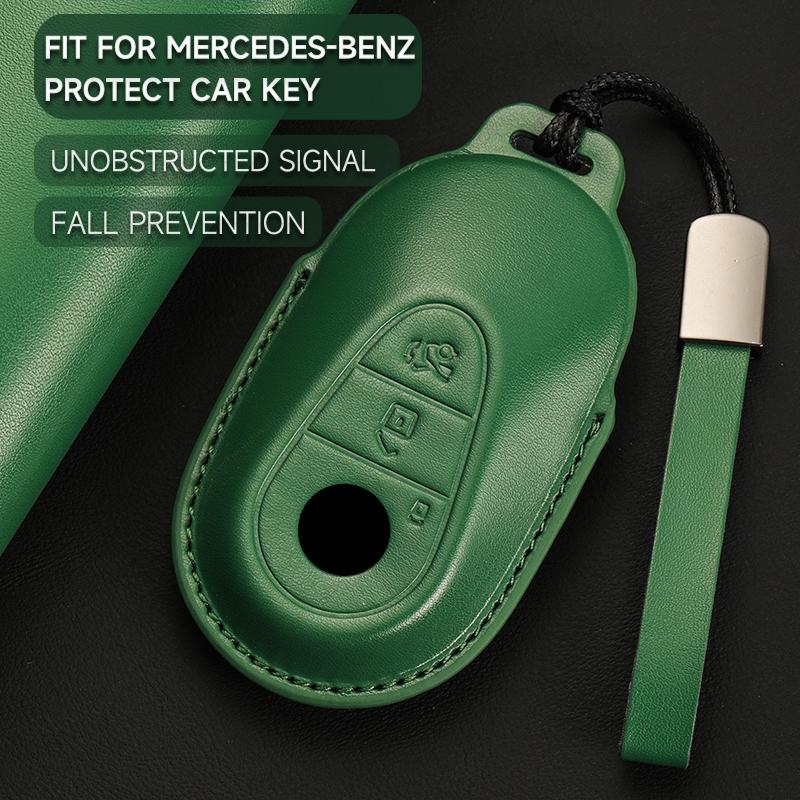 Leather Car Key Cover Case Protection Shell Keychain for Mercedes Benz C S A Class W206 W223 S350 C260 C300 S400 S450 S480 S500