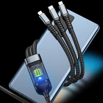 100W Kábel pre rýchle nabíjanie Viacnásobný nabíjací kábel Nylonový opletený Viacnásobný USB Univerzálny 3 v 1 Nabíjací kábel Adaptér s Type-C Micro