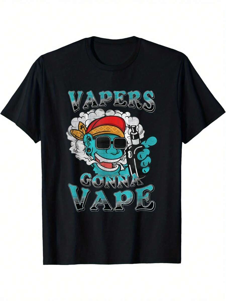 

Унисекс футболка с принтом - Хип-хоп дизайн с гориллой, курящей вейп, со слоганом Vapers Gonna Vape S