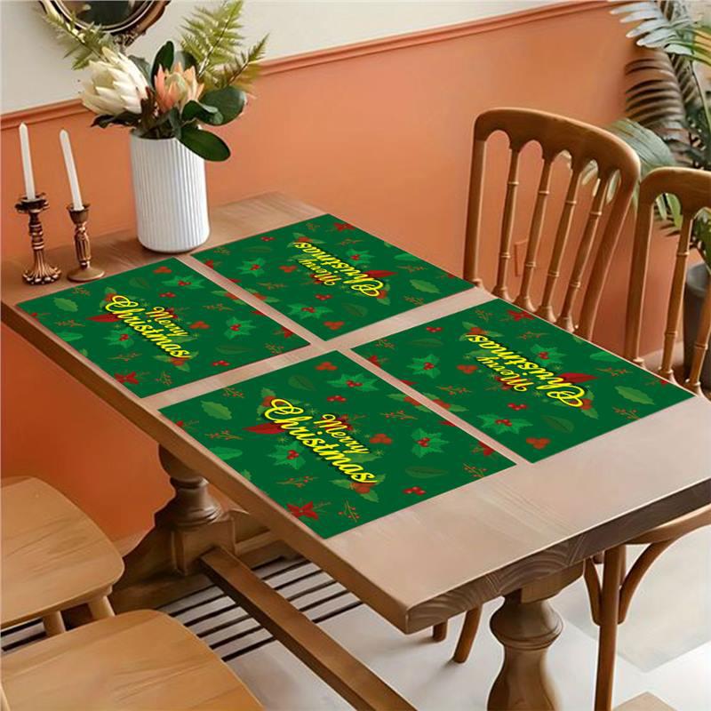 Christmas Imitation Linen Placemat - Heat Insulating Napkin for Western Cuisine Decor