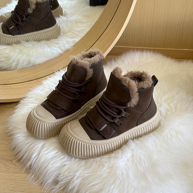 Autumn Winter Plush Women High Top Sneakers Fashion Comfortable Platform Cotton Shoes Outdoor Non-slip Women's Shoes Botas Mujer
