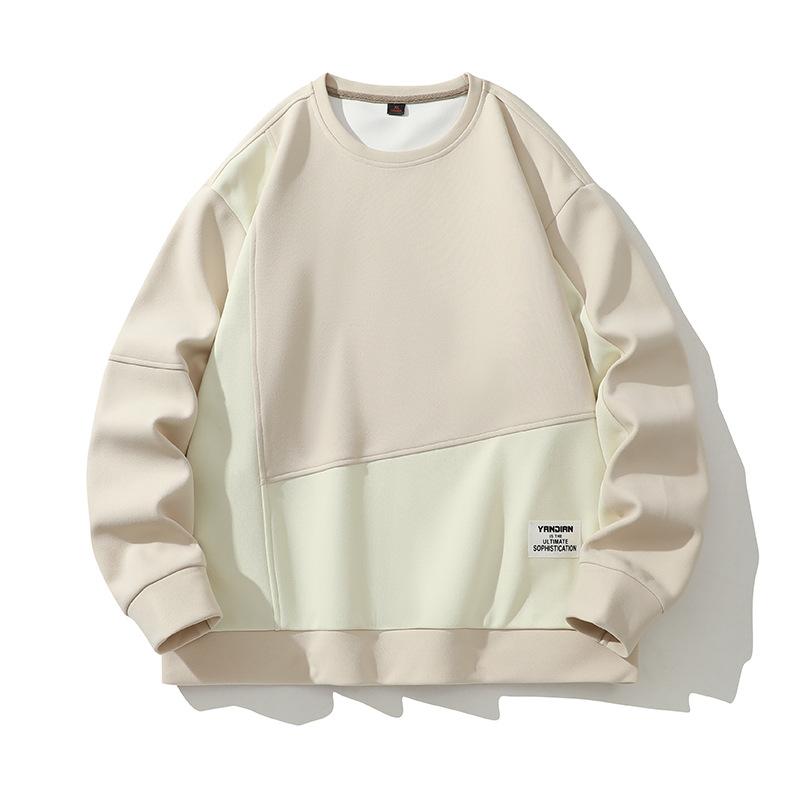 Senior Sense Spliced Round Neck Hoodie Men Autumn and Winter New Korean Version of Fashion Trend Loose Everything Casual Base Shirt