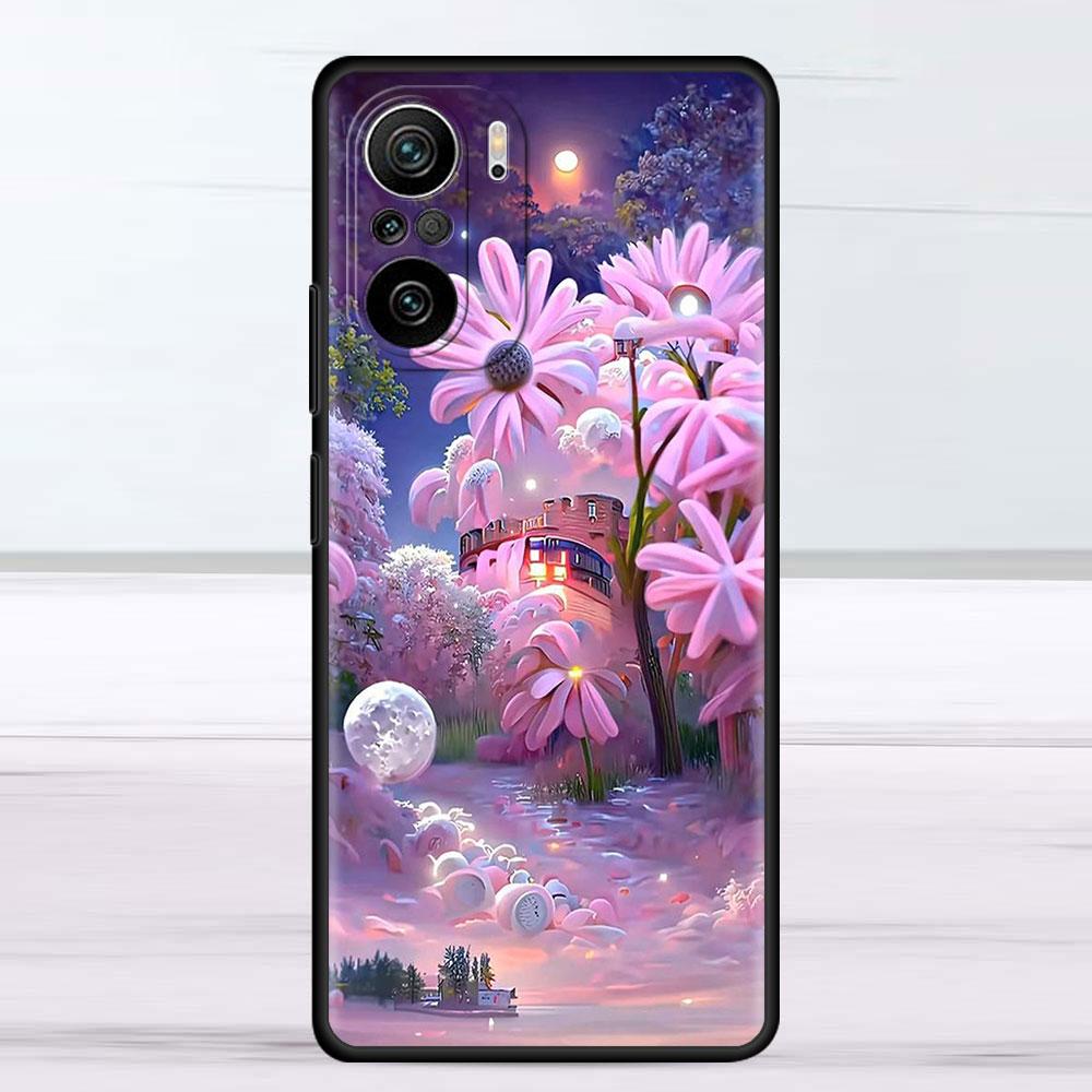 

Чехол с цветком розовый для Xiaomi Redmi Note 11 10 9S 9 K40 Pro 7 8 9A 9C 8T 9T 10C 10Pro силиконовый чехол для телефона Redmi Note 10 Pro