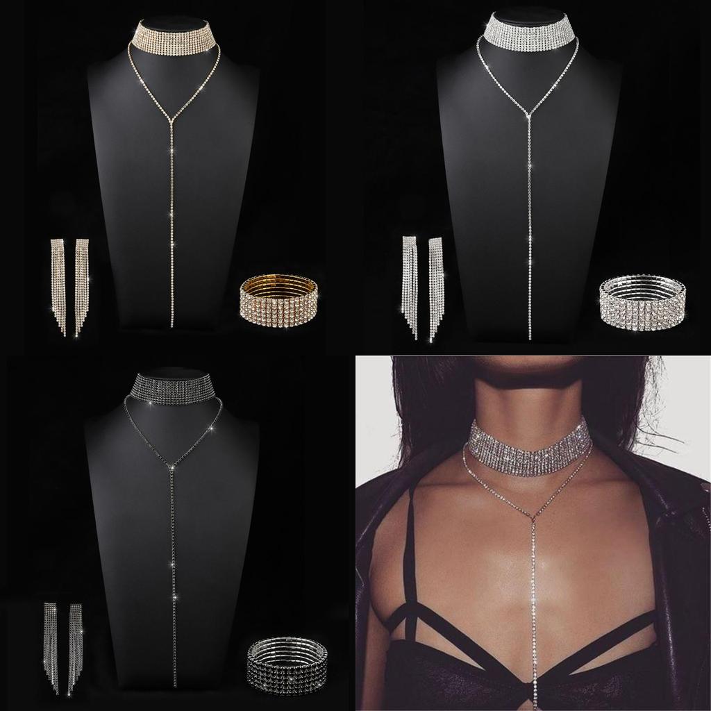 Geometric Alloy Choker Necklace With Rhinestone Embellishments For Fashion Women