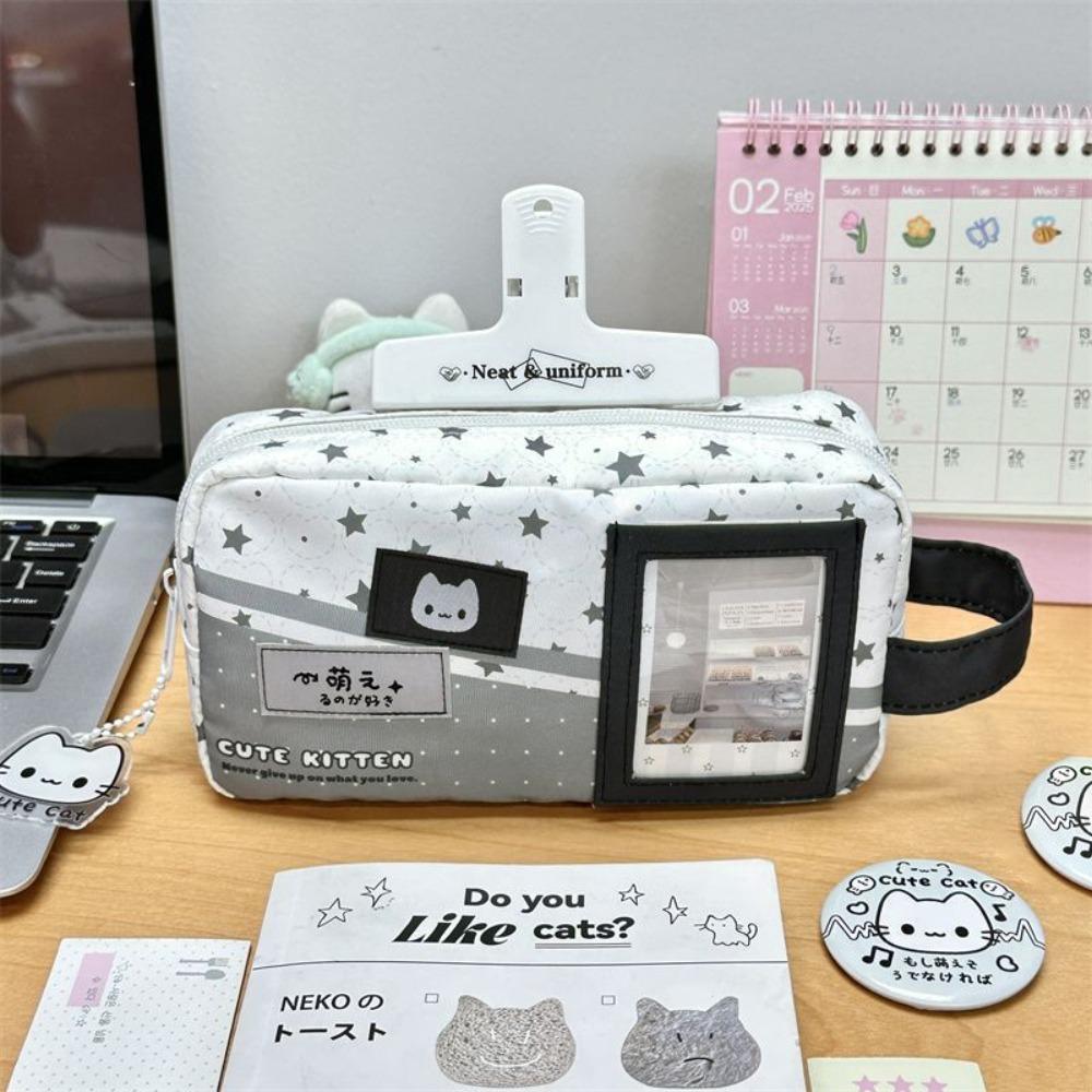 Large Capacity Pencil Case Cat Shape Pencil Pouch INS Style Stationery Organizer Gift