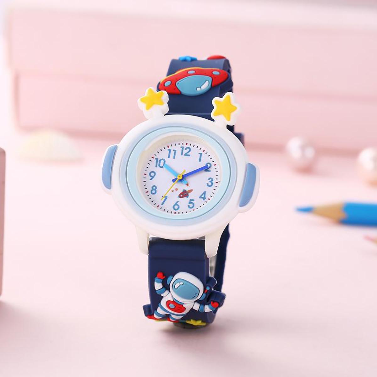 

1pc/2pcs-Cartoon Astronaut Star 3D design watch - with colorful dial and adjustable strap - perfect for space enthusiasts