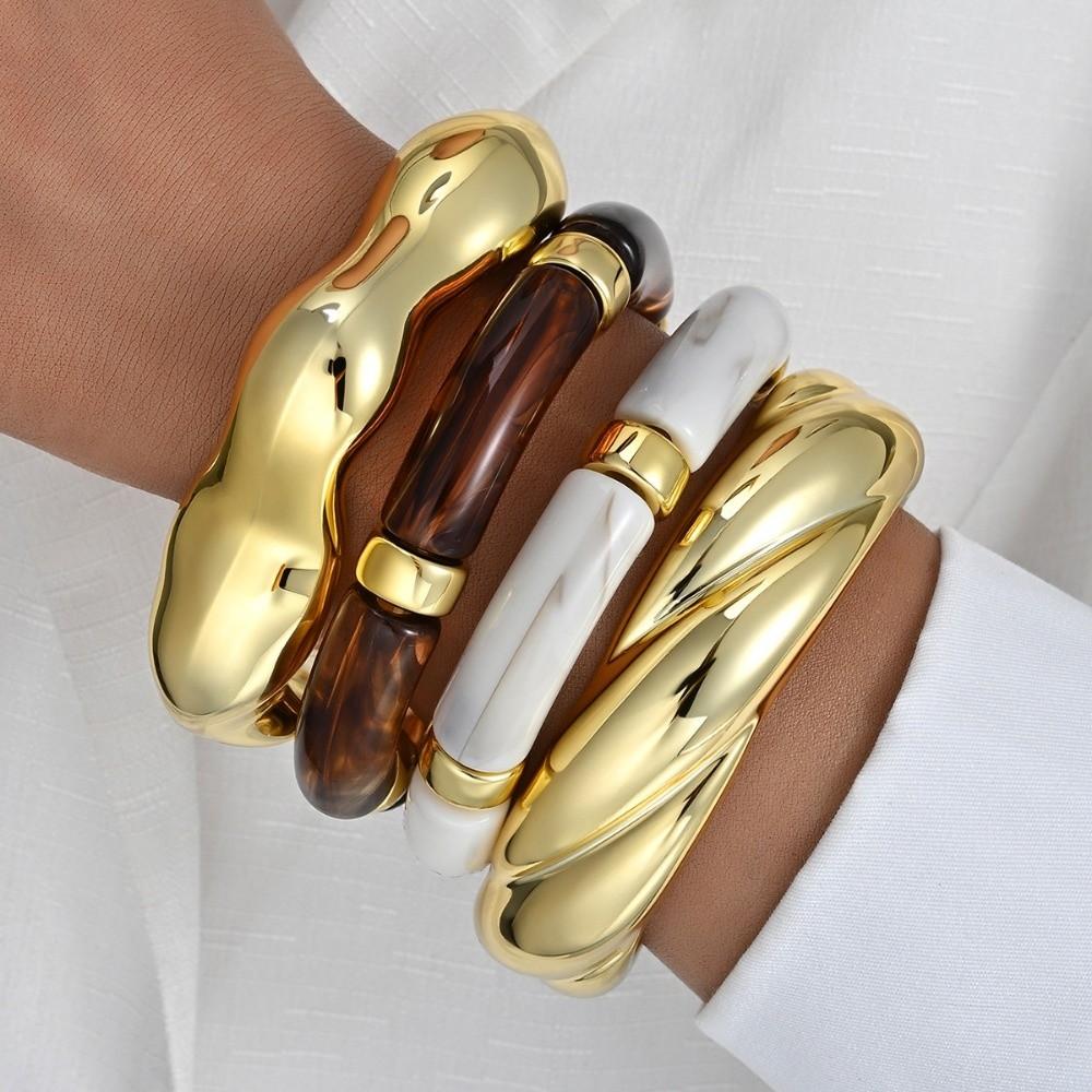 Punk Irregular Resin Bracelet Thickened Exaggerated Chunky Bangles New Cuff Bracelet Set  Women