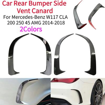 2Pcs Gloss Black ABS Car Rear Bumper Lip Spoiler Canards Carbon Fiber Vents For Mercedes Benz CLA 45 AMG W117 250 200 2014-2018
