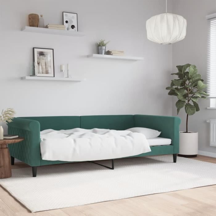VidaXL Day Bed Dark Green 100x200 Cm Velvet 354253