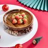 Glass Food Storage Fruit Tray with Wooden Cover Nut Candy Fruit Organizer for Coffee Table Dry Fruit Bowl Kitchen Storage