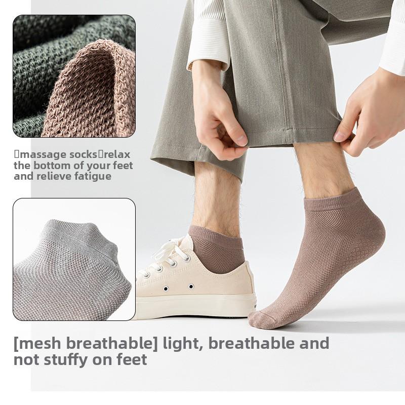 Socken Herren Frühling/Sommer Leichte Kurze Socken Einfarbige Atmungsaktive Baumwollsocken Anti-Rutsch Rutschfest Flache Spitze Unsichtbare Socken für Bootsschuhe