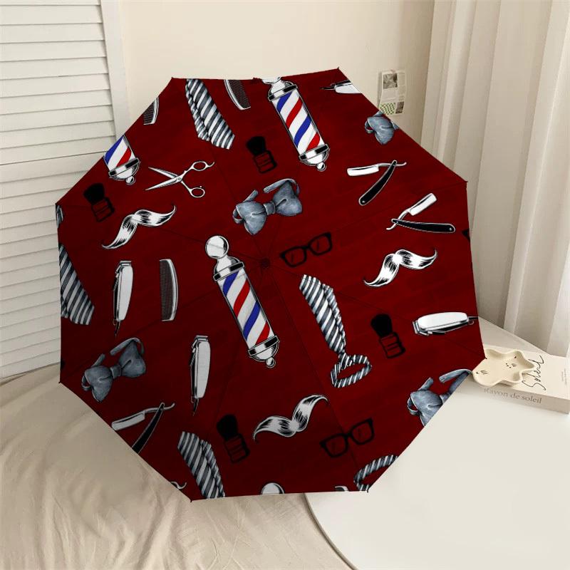 

1PC Barber Shop Umbrella-8-Rib Reinforced Portable Folding Travel Suitable for All Seasons Outdoor Daily Use-G360
