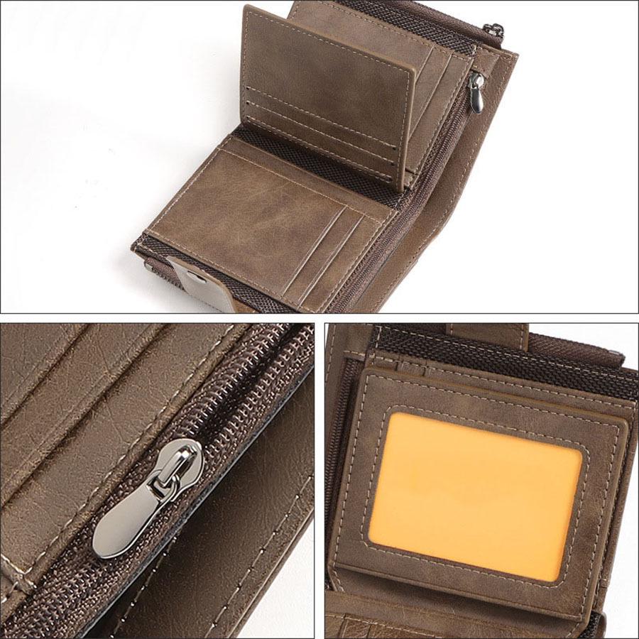 Men's RFID Anti-Theft Vintage PU Zipper Wallet & Multifuntional Card Holder