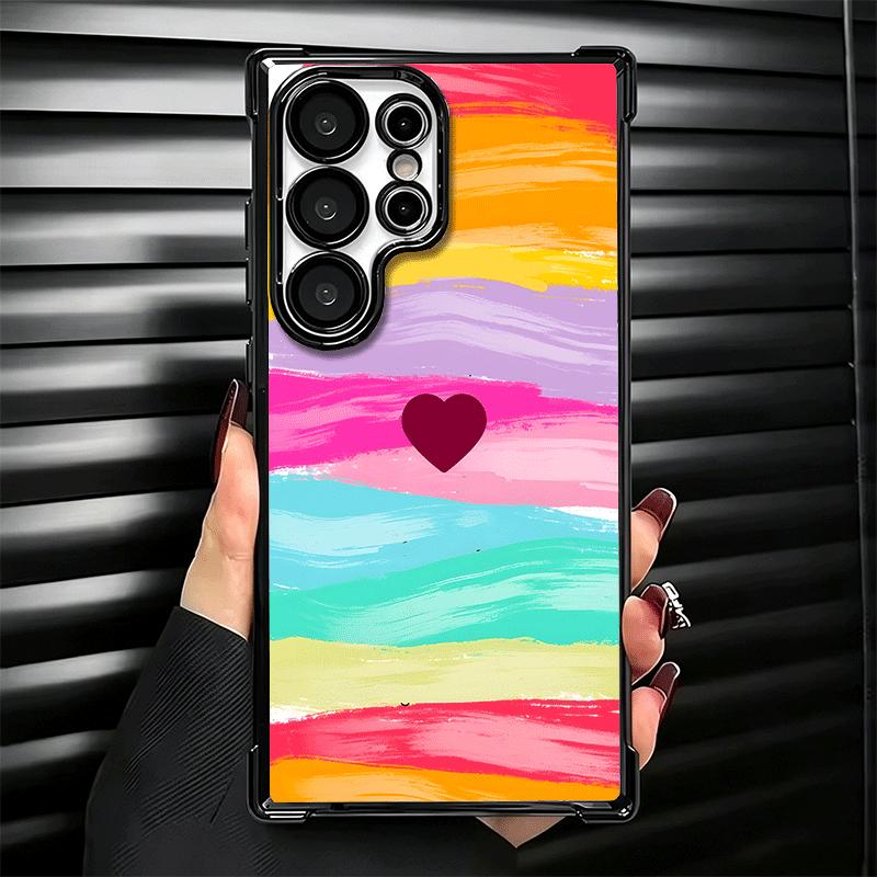 Regenbogen-Gradient-Liebesdesign Beschichtetes Handyhülle Für Samsung Galaxy S24 S25 FE S26 Edge S23 Ultra S22 S21 Plus S20 Sturzfest Aira