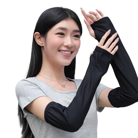 Women Sun Protection Sleeves, Cooling UV Protection Arm Sleeves with Thumb Hole, Breathable Loose Fit UV Blocking Sleeves for Hiking Cycling Driving