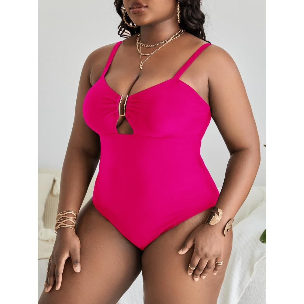 Europäische und amerikanische neue große einfarbige hohle schlanke schlanke rückenfreie integrierte Badeanzug Sexy Bikini Frauen