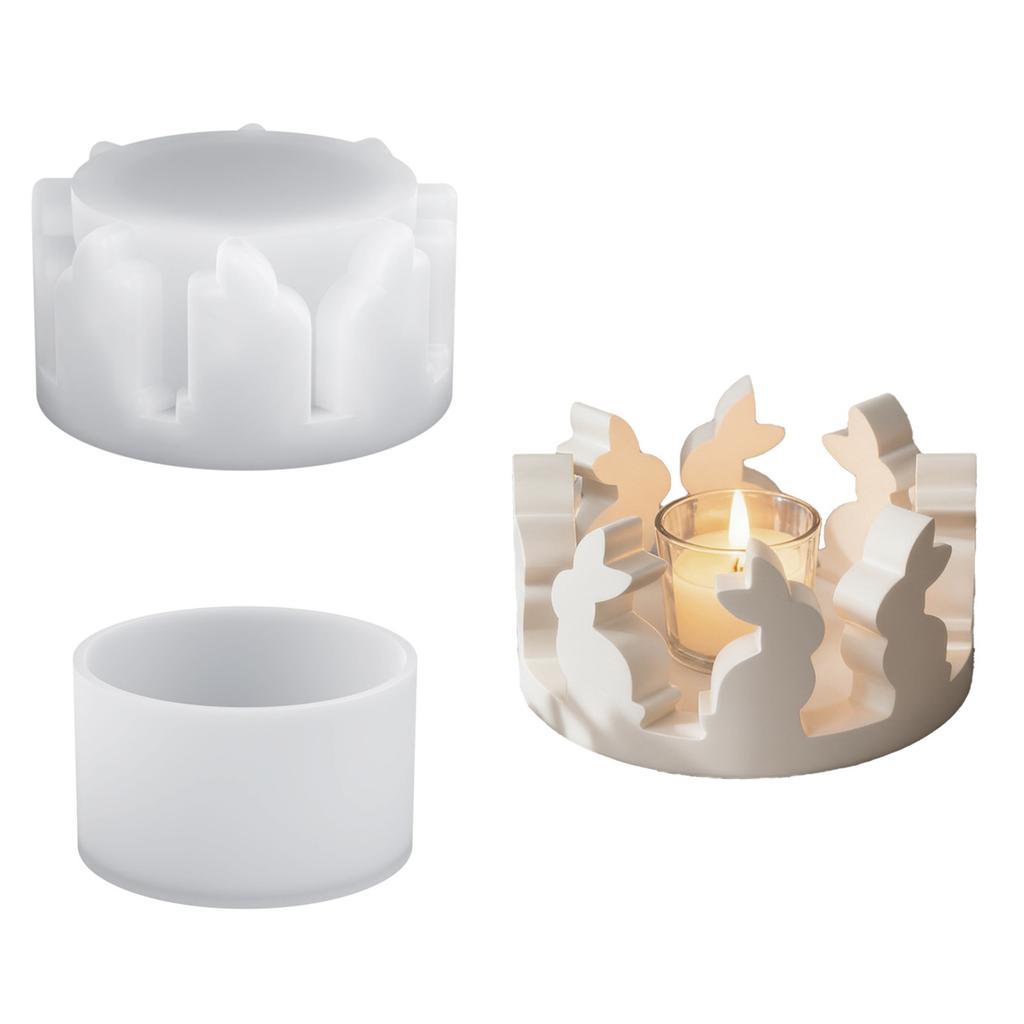 Silicone Mold for Bunny Candle Holder Round Shape Flexible Non-Stick Material Suitable for Resin Plaster Wax Crafting DIY Projects