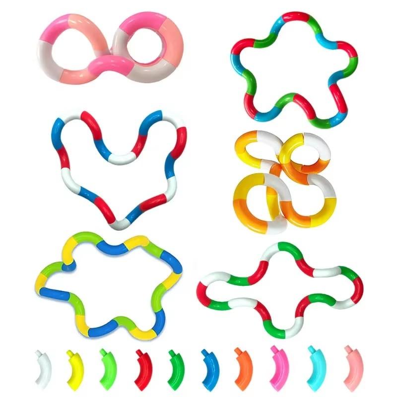 3 ks zábavné a naučné hračky Twist Music Puzzle pro děti-Vent Deformace Lano Uzel Tlak Uvolnění stresu Dospělí